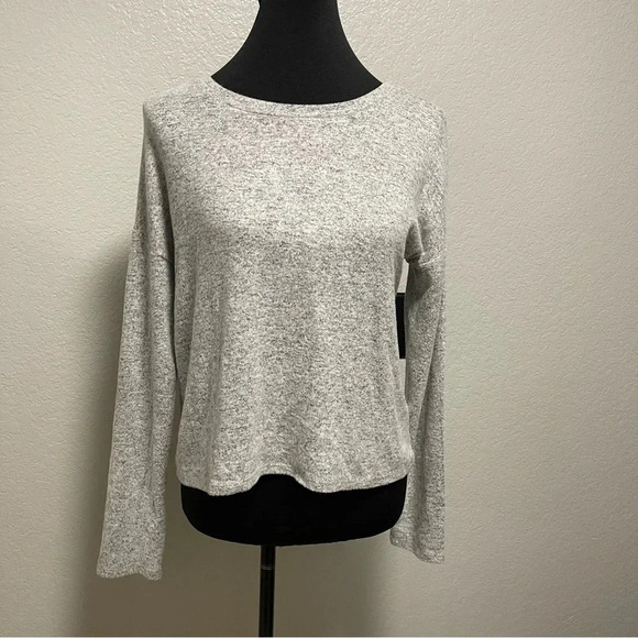 Pink Rose Super Soft Light Grey Crew Neck Sweater with Braided Back  MEDIUM - Picture 1 of 6